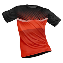 Polyester Half Sleeve Jersey with Round Collar and All Over Digital Print.