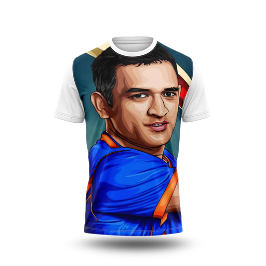 MS Dhoni Photo Printed T-Shirt.