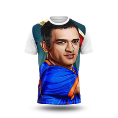 MS Dhoni Photo Printed T-Shirt.