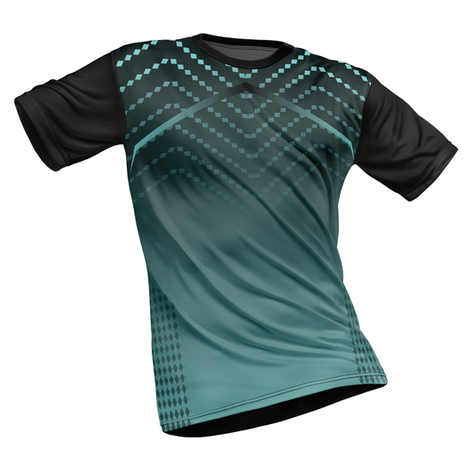 Polyester Half Sleeve Jersey with Round Collar and All Over Digital Print.