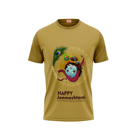 Next Print Krishna janmashtami All Over Printed Tshirt Gold 1