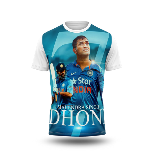 MS Dhoni Photo Printed T-Shirt.