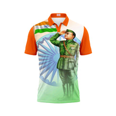 India Independence Day Polo Neck Sher-E-Hind Tricolor Patriotic Printed T-Shirt | NextPrint