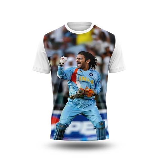 MS Dhoni Photo Printed T-Shirt.