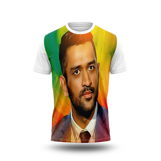 MS Dhoni Photo Printed T-Shirt.