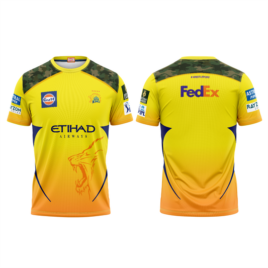 Next Print Customised Ipl Chennai Super Kings Round Neck Printed Jersey.