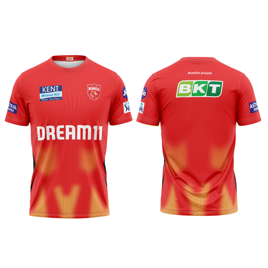 Next Print Customised Ipl Punjab Kings Printed Round Neck Jersey