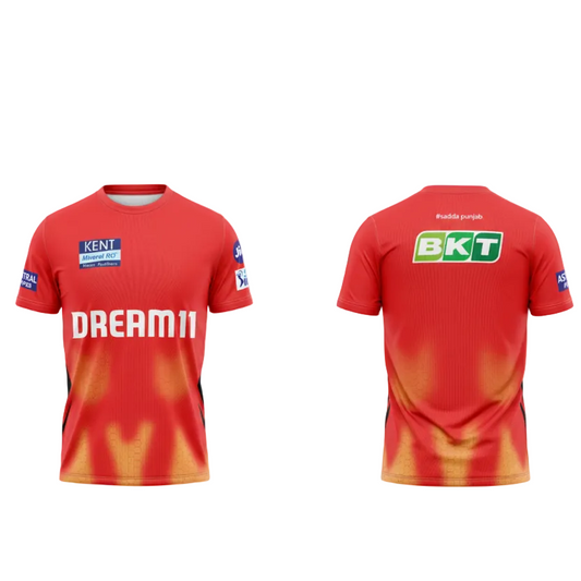 Next Print Customised Ipl Punjab Kings Printed Round Neck Jersey