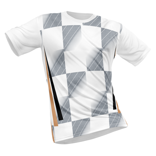 Polyester Half Sleeve Jersey with Round Collar and All Over Digital Print.