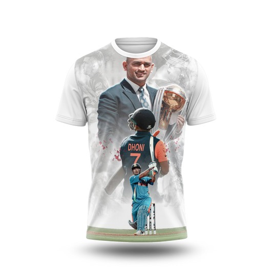 MS Dhoni Photo Printed T-Shirt.