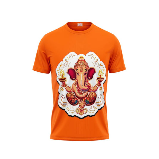 Next Print Ganesha Printed Tshirt Orange Colour Design 28
