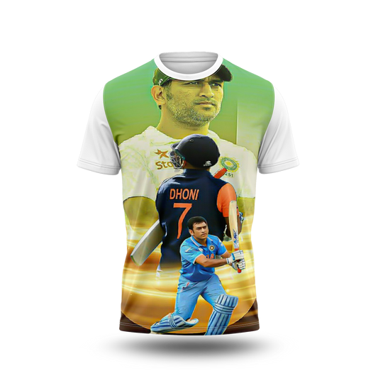 MS Dhoni Photo Printed T-Shirt.