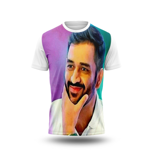 MS Dhoni Photo Printed T-Shirt.