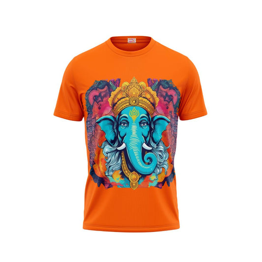 Next Print Ganesha Printed Tshirt Orange Colour Design 30