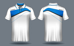 Arctic Flow White Blue Polo Team Jersey – Premium Sportswear front view sports jersey