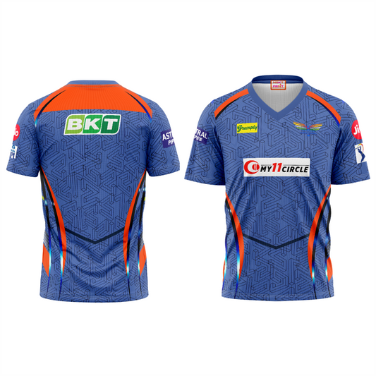 Next Print Customised Ipl Lucknow Super Giants Printed V Neck Jersey.