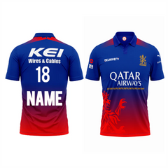 Next Print Customised RCB Half Sleeve Polo T-Shirt Jersey.