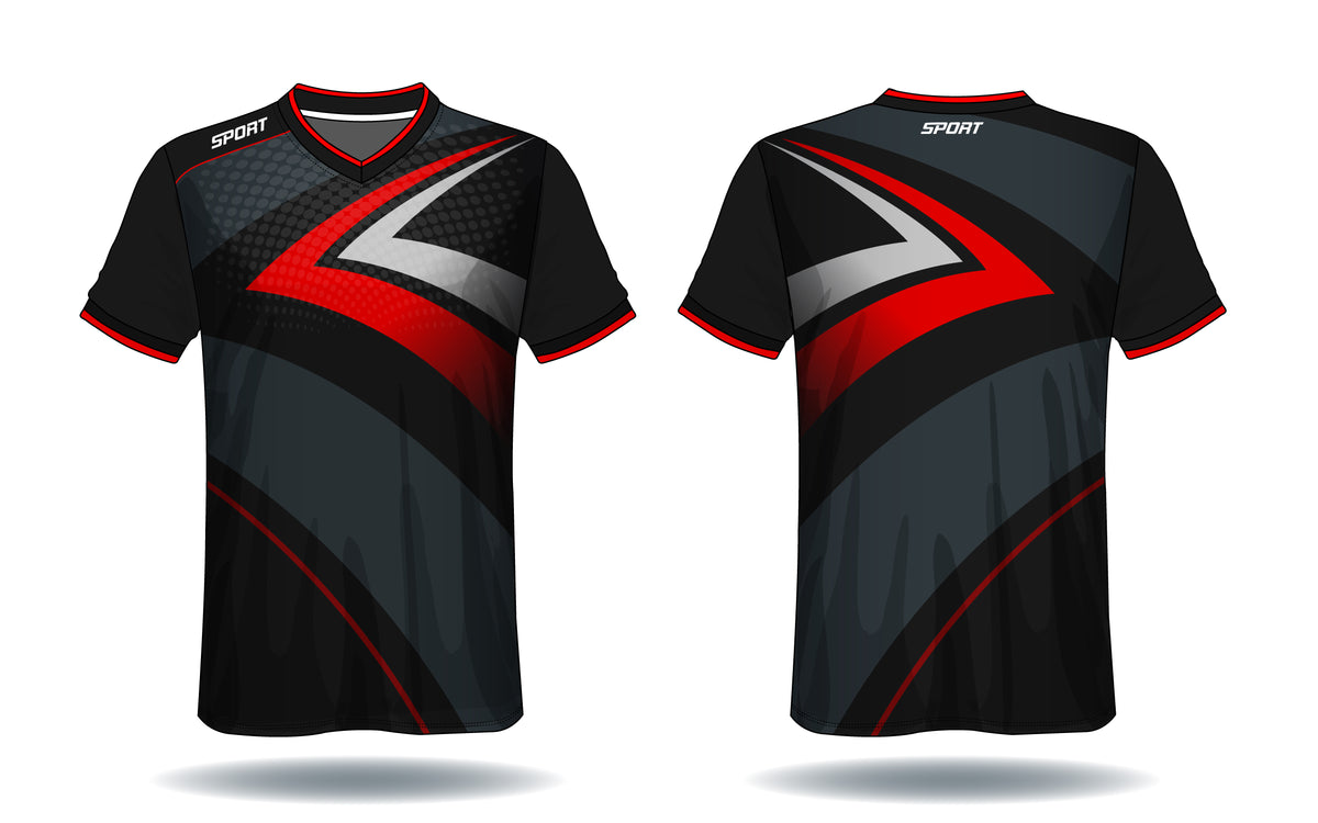 Shadow Curve Black Red Jersey front view custom football fan jersey