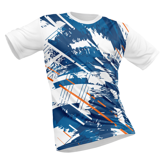 Polyester Half Sleeve Jersey with Round Collar and All Over Digital Print.