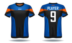 Blue Orange Performance Jersey front view custom football fan jersey