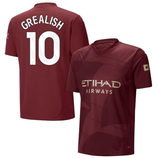 Next Print Grelish Jersey 10 Number City Football Jerseys Club Team Men's Away Jersey New 2024/2025