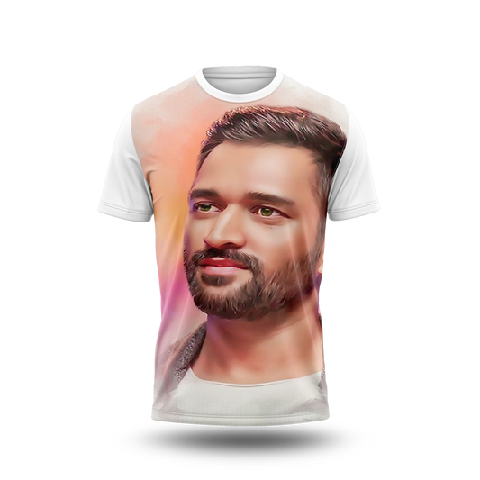 MS Dhoni Photo Printed T-Shirt.