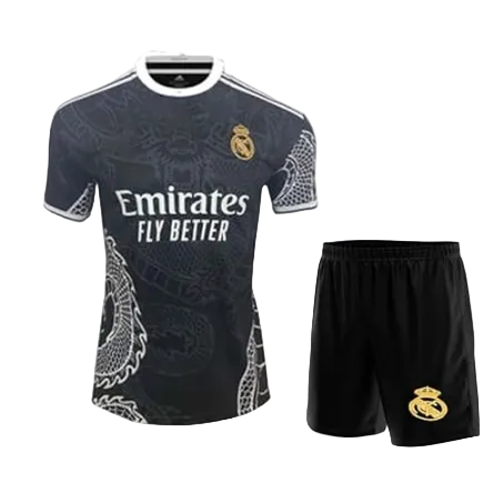 Next Print Real Madrid 2025/26 Black Dragon Edition Kids Jersey Set – Ronaldo 07 | NextPrint.in