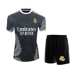 Next Print Real Madrid 2025/26 Black Dragon Edition Kids Jersey Set – Ronaldo 07 | NextPrint.in