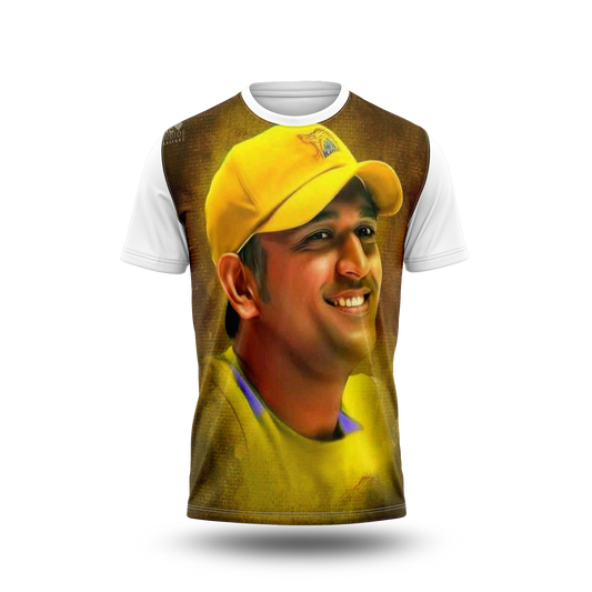 MS Dhoni Photo Printed T-Shirt.