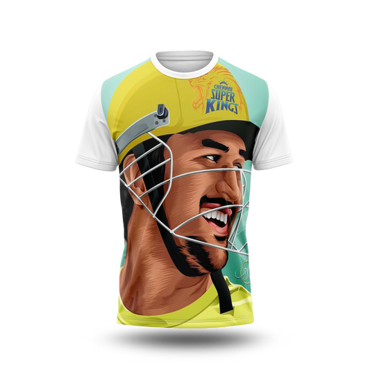 MS Dhoni Photo Printed T-Shirt.