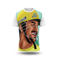 MS Dhoni Photo Printed T-Shirt.