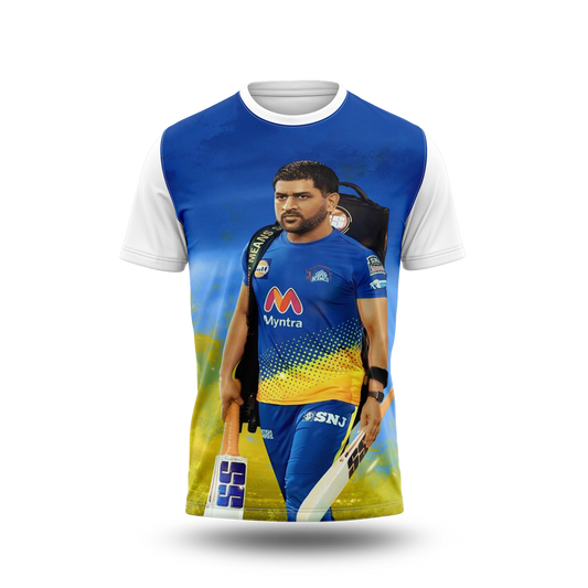 MS Dhoni Photo Printed T-Shirt.