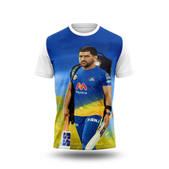 MS Dhoni Photo Printed T-Shirt.