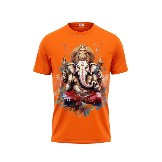 Next Print Ganesha Printed Tshirt Orange Colour Design 38
