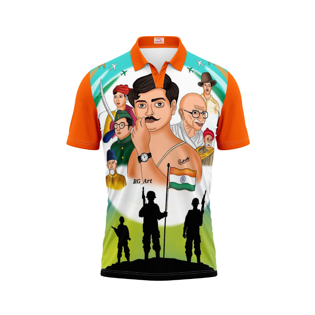 India Independence Day Polo Neck India First Tricolor Patriotic Printed T-Shirt | NextPrint