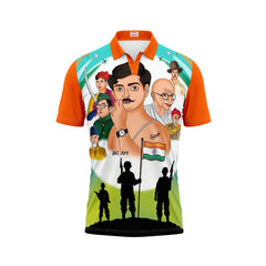 India Independence Day Polo Neck India First Tricolor Patriotic Printed T-Shirt | NextPrint