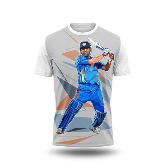 MS Dhoni Photo Printed T-Shirt.