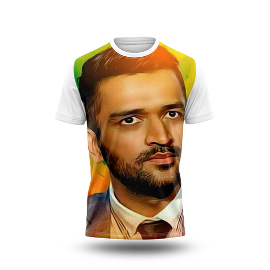 MS Dhoni Photo Printed T-Shirt.