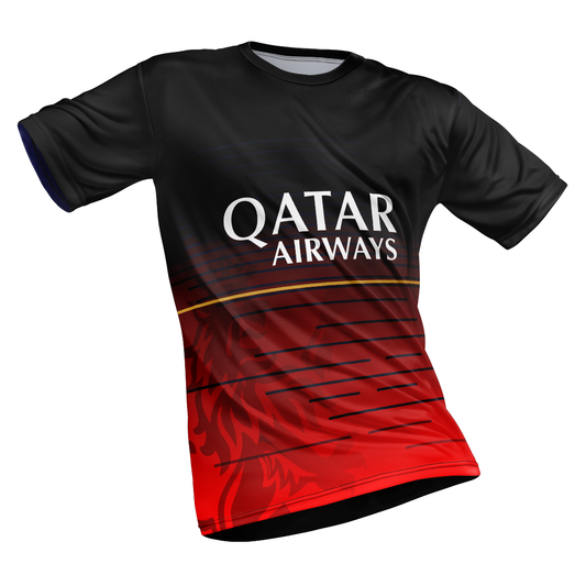 Polyester Half Sleeve Jersey with Round Collar and All Over Digital Print.