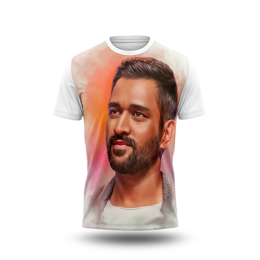 MS Dhoni Photo Printed T-Shirt.