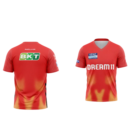 Next Print Customised Ipl Punjab Kings Printed V Neck Jersey