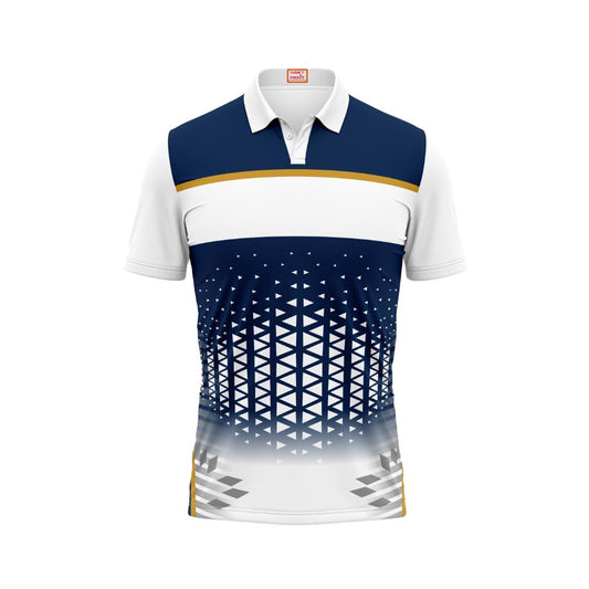 Next Print Customized Polo Neck White Jersey -NPTS106