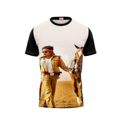 Nextprint Pawan kalyan gabbar singh black photo printed tshirt