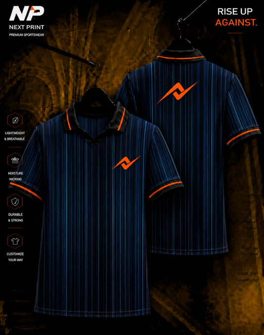NextPrint Midnight Blue Pinstripe Performance Polo Jersey | Premium Custom Sportswear