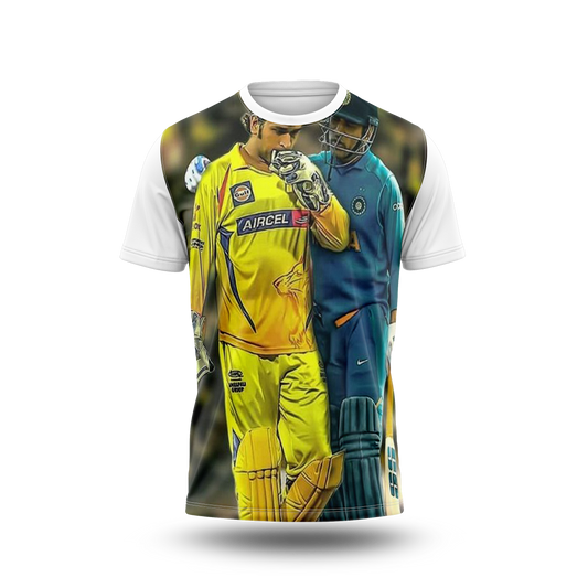MS Dhoni Photo Printed T-Shirt.