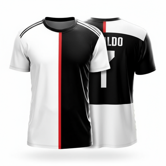 Next Print C-Ronald Black & White Legacy Jersey | Premium Juvntus 2019/20 Football Jersey | Customized Name & Number | for Kids, Men & Women | Breathable Comfort | Sizes 2Y to 4XL