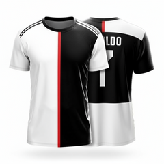 Next Print C-Ronald Black & White Legacy Jersey | Premium Juvntus 2019/20 Football Jersey | Customized Name & Number | for Kids, Men & Women | Breathable Comfort | Sizes 2Y to 4XL