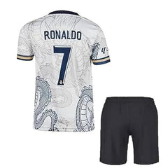 NextPrint Madrid White Home & Away Prematch Jersey Set with Shorts – Football Kit for Kids, Boys & Men