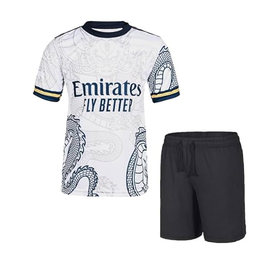 NextPrint Madrid White Home & Away Prematch Jersey Set with Shorts – Football Kit for Kids, Boys & Men