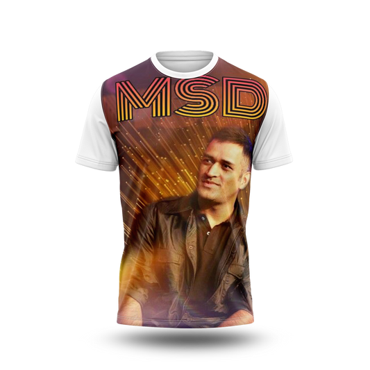 MS Dhoni Photo Printed T-Shirt.
